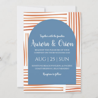 terracotta and dusty blue wedding invitations