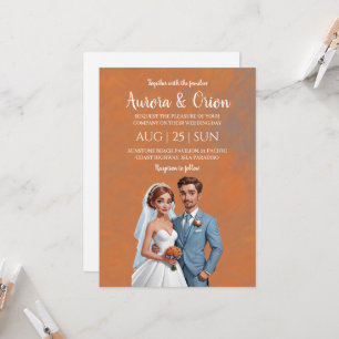 terracotta and dusty blue wedding invitations