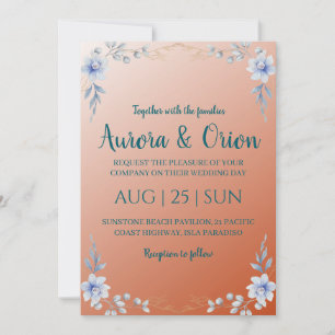 terracotta and dusty blue wedding invitations