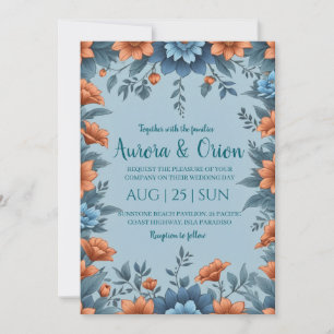 terracotta and dusty blue wedding invitations