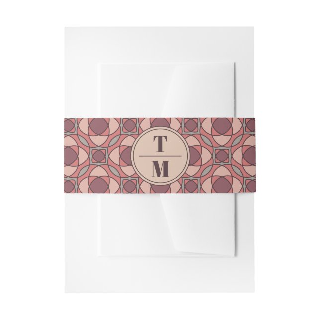 Terracotta and Dusty Rose Art Deco Invitation Belly Band (Front Example)