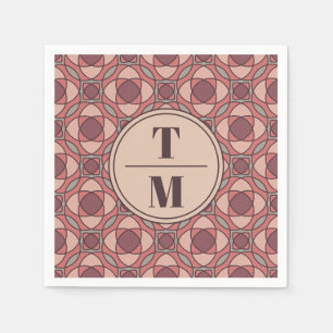 Terracotta and Dusty Rose Art Deco Wedding Paper Napkin