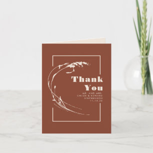Terracotta and Ecru Minimalist Wedding Thank You Card