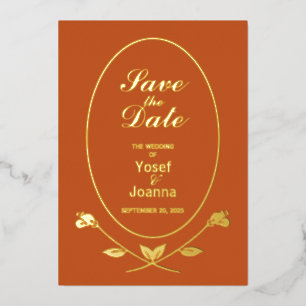 Terracotta and Foil Wedding Announcement