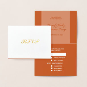 Terracotta and Foil Wedding RSVP Response Card
