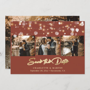 Terracotta and Gold Wedding 4 Photo Save The Date