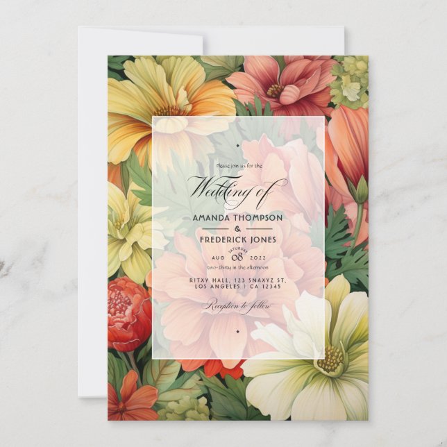Terracotta and Greenery Floral Wedding Invitation (Front)
