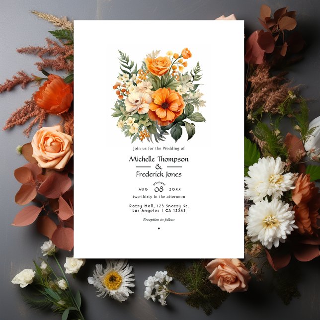 Terracotta and Greenery Floral Wedding Invitation (Creator Uploaded)