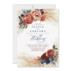 Terracotta and Navy Blue Floral Elegant Wedding