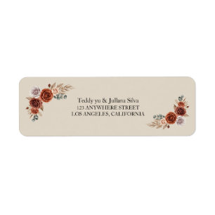 Terracotta and Pampas Grass Wedding Return Address