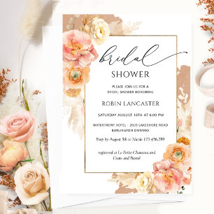 Terracotta and Peach Floral Bridal Shower /Brunch Invitation