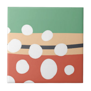 Terracotta and sage green abstract retro boho art tile