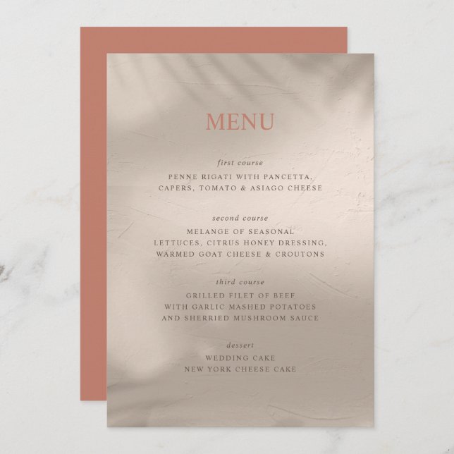 Terracotta and Sand Elemental Menu (Front/Back)