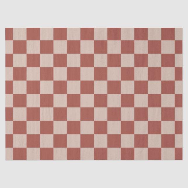 Terracotta and Tan Checkerboard Tissue Paper (Front)