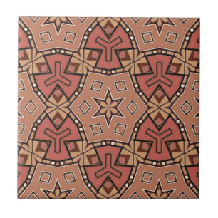Terracotta and Tan Honeycomb Tile Pattern 