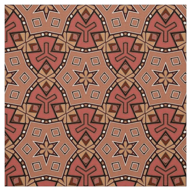 Terracotta and Tan Honeycomb Tile Pattern  Fabric (Swatch)