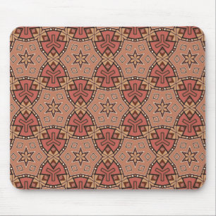 Terracotta and Tan Honeycomb Tile Pattern Mouse Pad