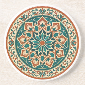 Terracotta and Teal Andalusian Star Stone Coaster