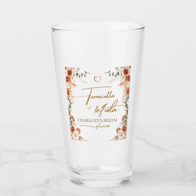 Terracotta and tequila Bridal Shower Glass Cup (Front)