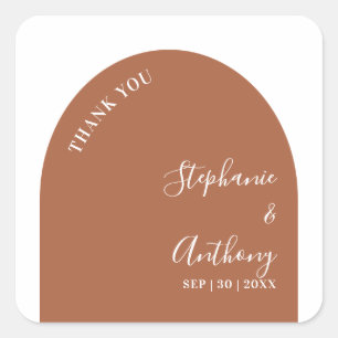 Terracotta and White Arch Wedding Square Sticker