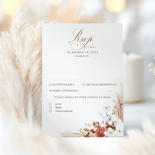 Terracotta and White Floral Boho Wedding RSVP Card