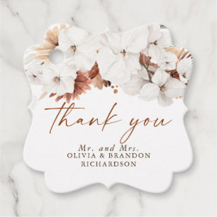 Terracotta and White Flowers Boho Thank You Favour Tags