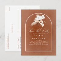 Terracotta and White Flowers Save The Date