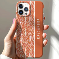 Terracotta And White Herringbone Personalised Name