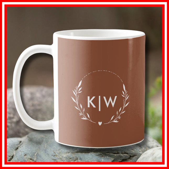 Terracotta and White | Modern Initials Monogram Coffee Mug (Terracotta and White | Modern Initials Monogram Coffee Mug)