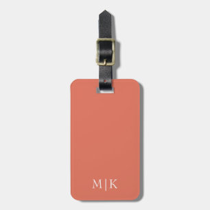 Terracotta and White Modern Monogram Luggage Tag