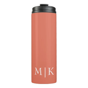 Terracotta and White   Modern Monogram Thermal Tumbler