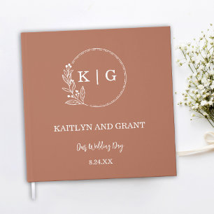 Terracotta and White Monogram Wedding Guestbook
