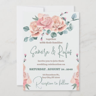 Terracotta and White Orchids Flowers Boho Wedding Invitation