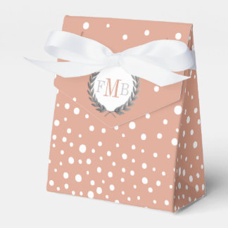 Terracotta and white polka dot pattern wedding favour box