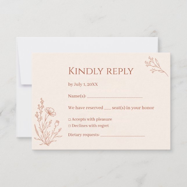 Terracotta Arch Boho Wedding RSVP Card (Front)