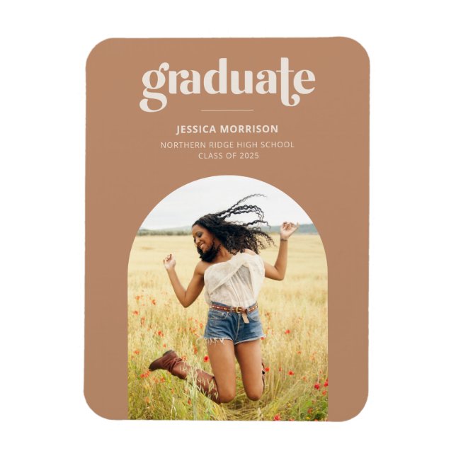 Terracotta Arch Bold Typography Grad Announcement Magnet (Vertical)
