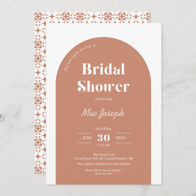 Terracotta Arch Bridal Shower Invitation (Front/Back)