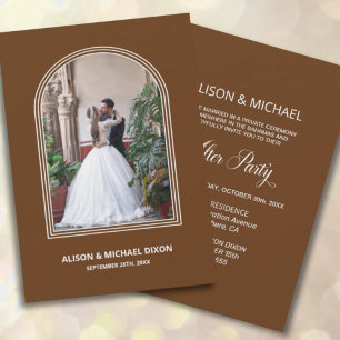 Terracotta Arch Custom Photo Wedding Reception Invitation