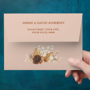 Terracotta Arch Floral Wedding Return Address Envelope