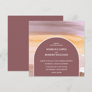 Terracotta Arch Gold Bohemian Wedding Invitation