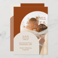Terracotta Arch Groovy Retro Wedding Photo Overlay