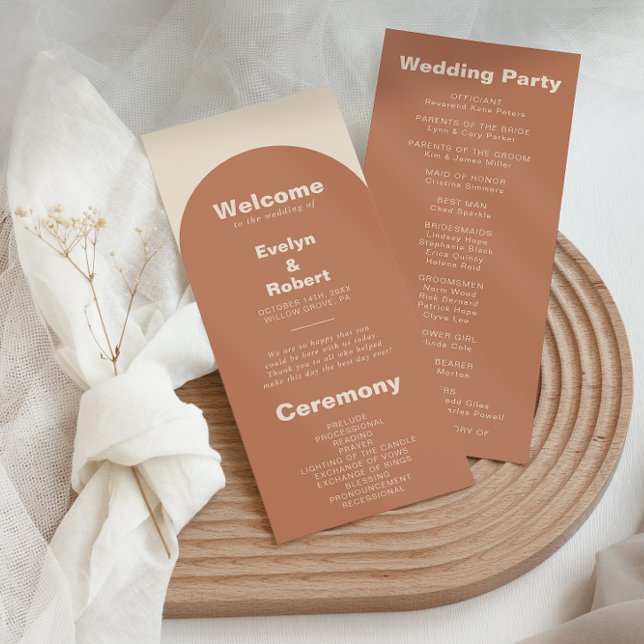 Terracotta Arch Minimalist Elegant Formal Wedding  Programme (Creator Uploaded)