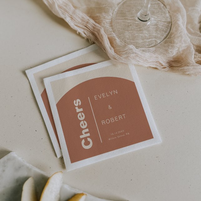 Terracotta Arch Minimalist Formal Wedding Cheers   Napkin (Creator Uploaded)