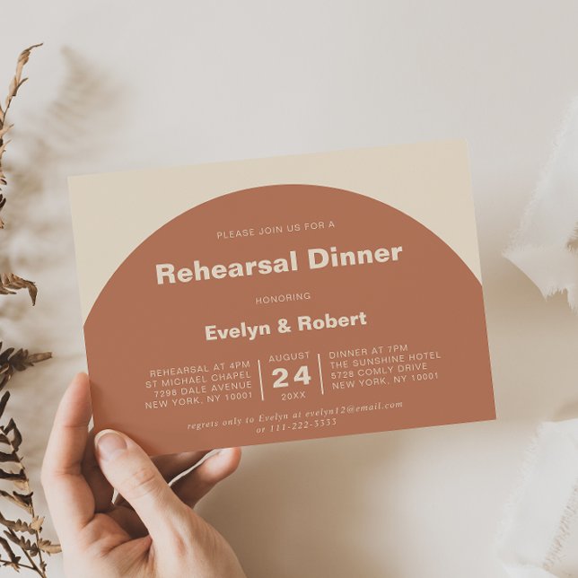 Terracotta Arch Minimalist Rehearsal Dinner   Invitation (Creator Uploaded)