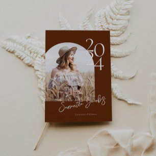 Terracotta Arch Modern Minimalist Photo Graduation Invitation