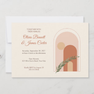 Terracotta Arch Olive Branch Wedding Invitation
