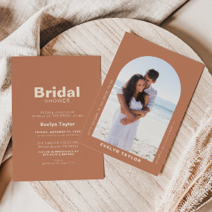 Terracotta Arch Photo Minimalist Bridal shower  In Invitation