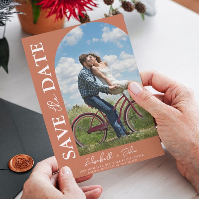 Terracotta Arch Photo Wedding Save the Date  (Creator Uploaded)