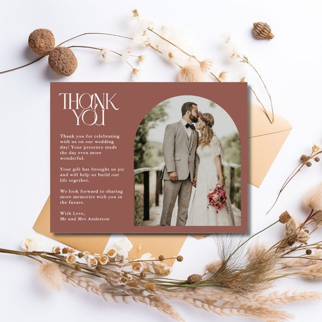 Terracotta Arch Photo Wedding Thank You Postcard (Terracotta Arch Photo Wedding Thank You Postcard)