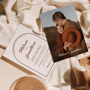 Terracotta Arch Simple & Formal Photo Wedding Invitation